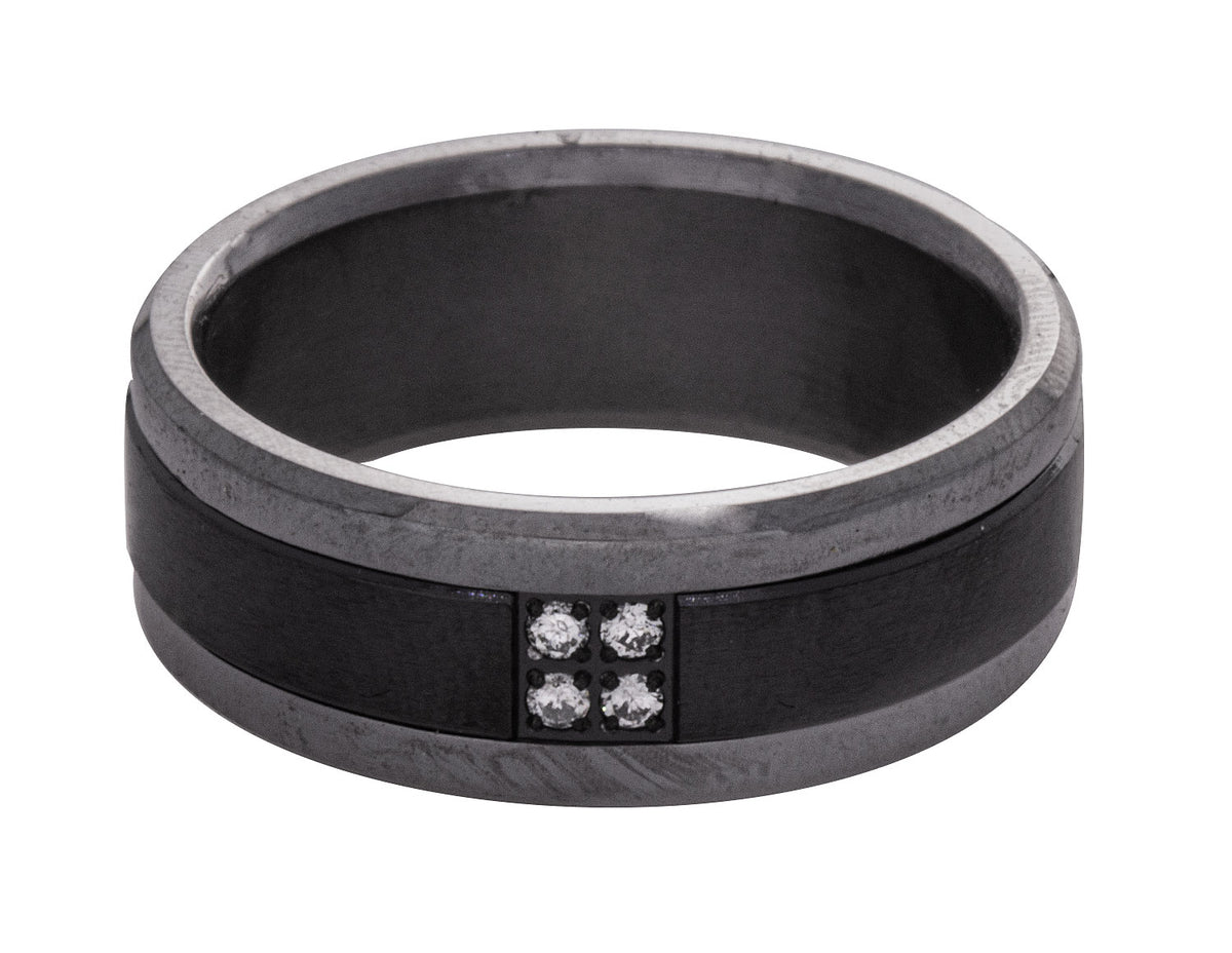.06ct. t.w. Men's Wedding Ring in Grey Tantalum and Black Titanium