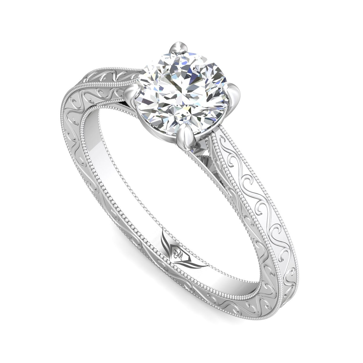 .05ct. t.w. Round Cut Diamond Engagement Ring in 14K White Gold