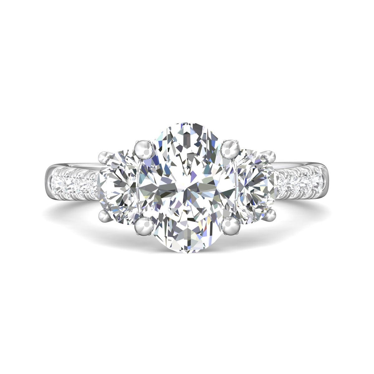 1 1/8ct. t.w. Half Moon & Round Diamond Engagement Ring in 14K White Gold