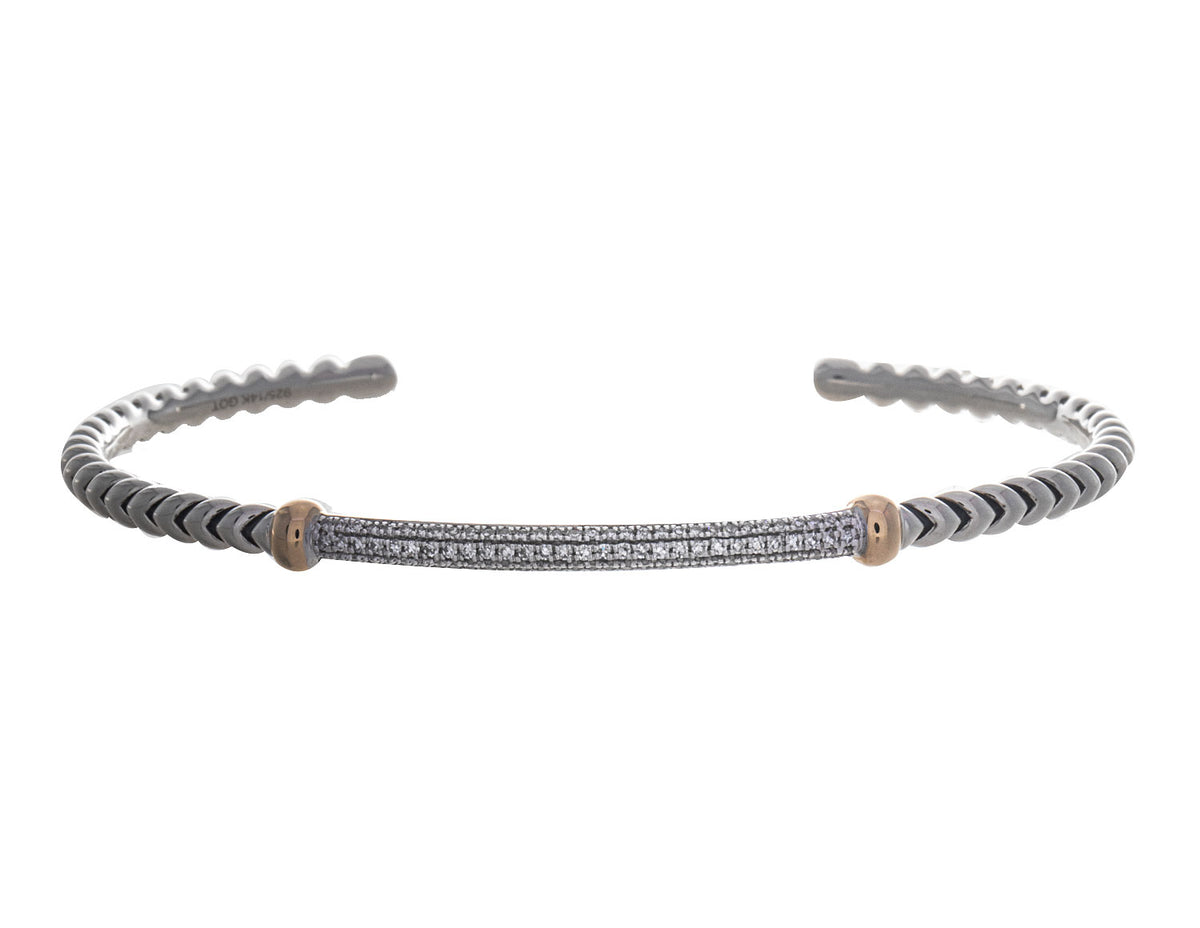 1/4ct. t.w. Diamond Flexie Bangle Bracelet in Sterling Silver and 14K Yellow Gold