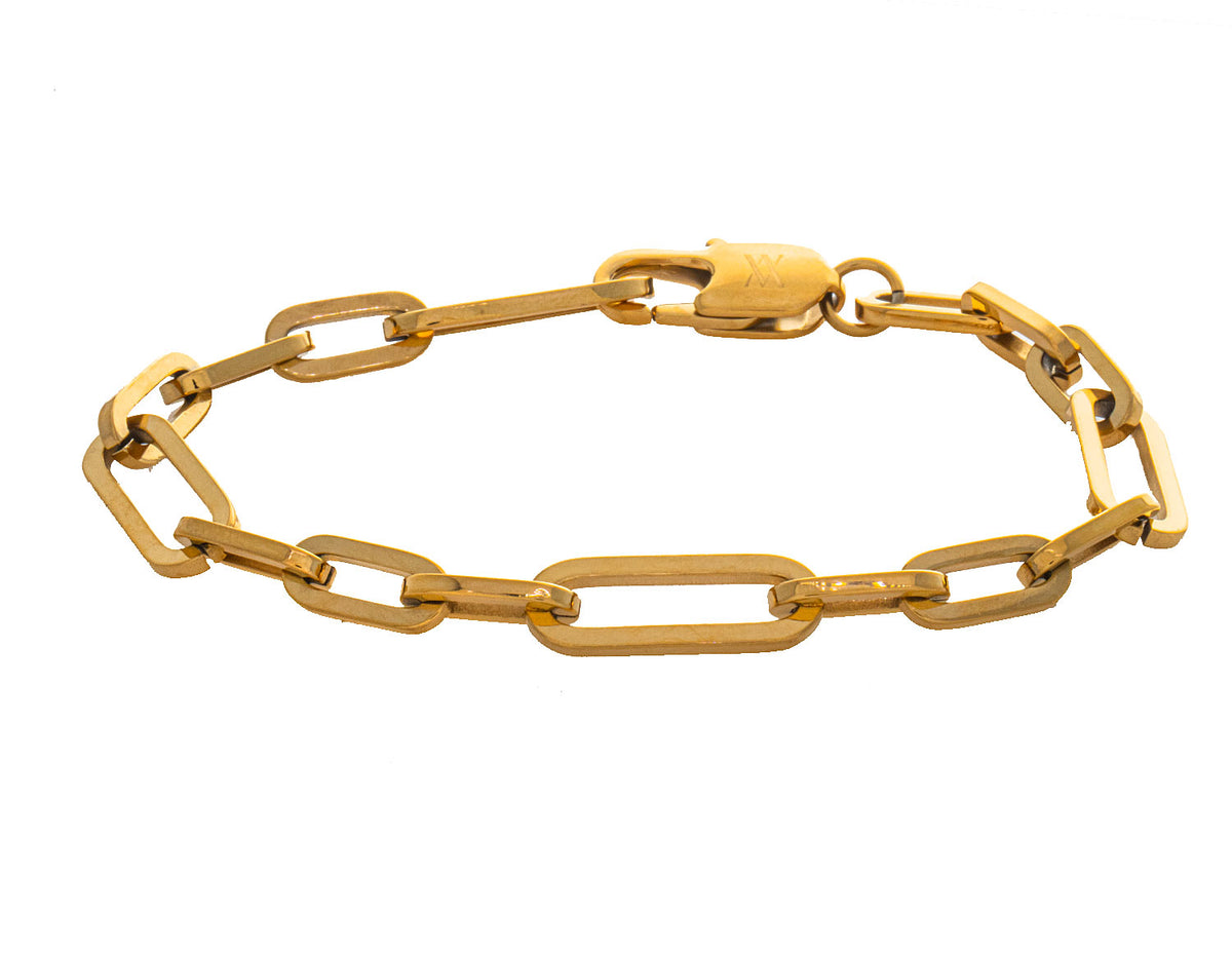 7.25" Gold Ion-Plated Stainless Steel Handmade Figaro Bracelet
