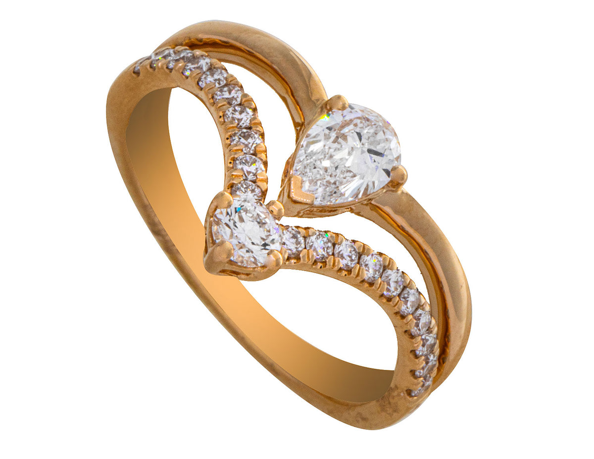 7/8ct. t.w. Pear and Round Newborn Lab Created Diamond Fashion Ring in 14K Yellow Gold