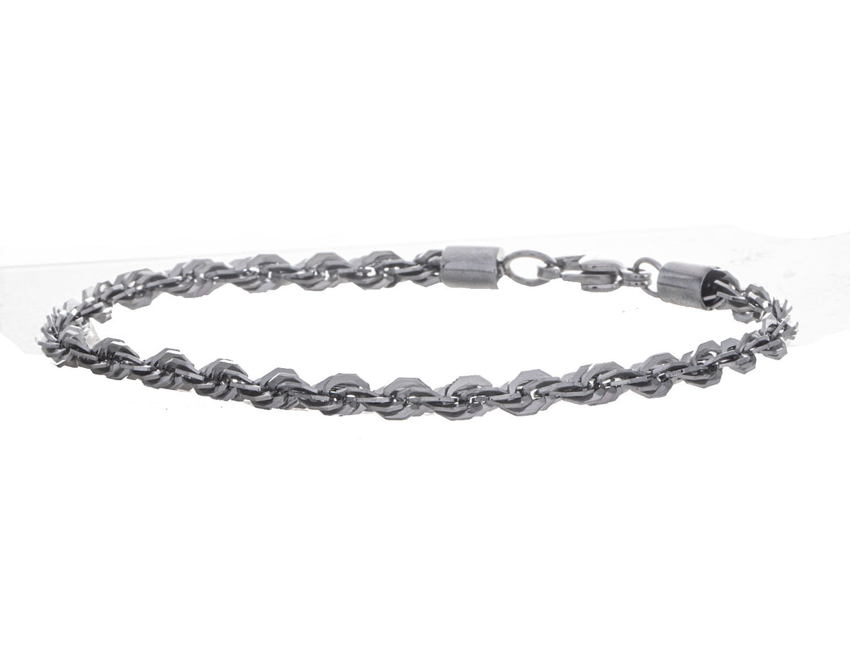 8" Stainless Steel Diamond Cut Rope Chain Bracelet
