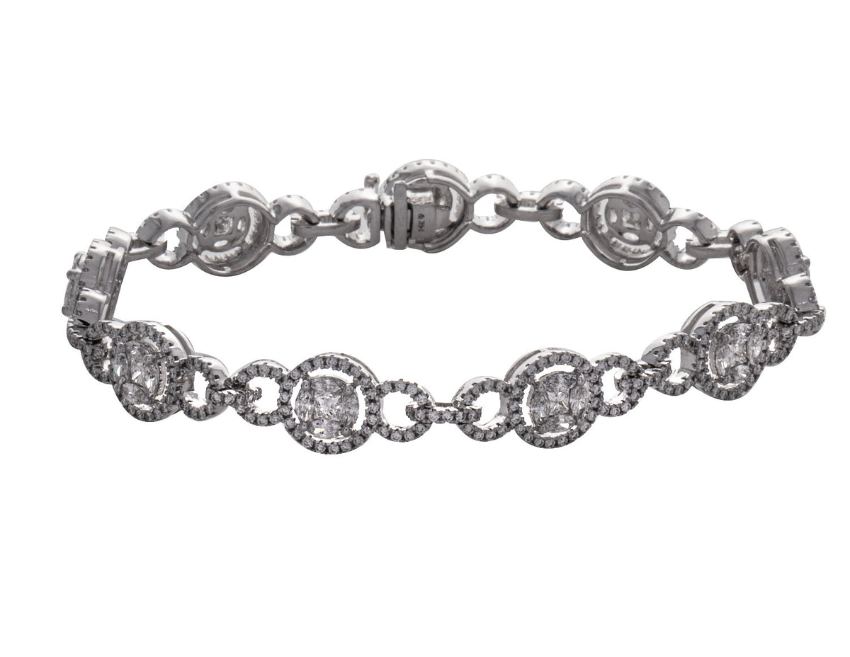4ct. t.w. Diamond Halo Link Bracelet in 14K White Gold
