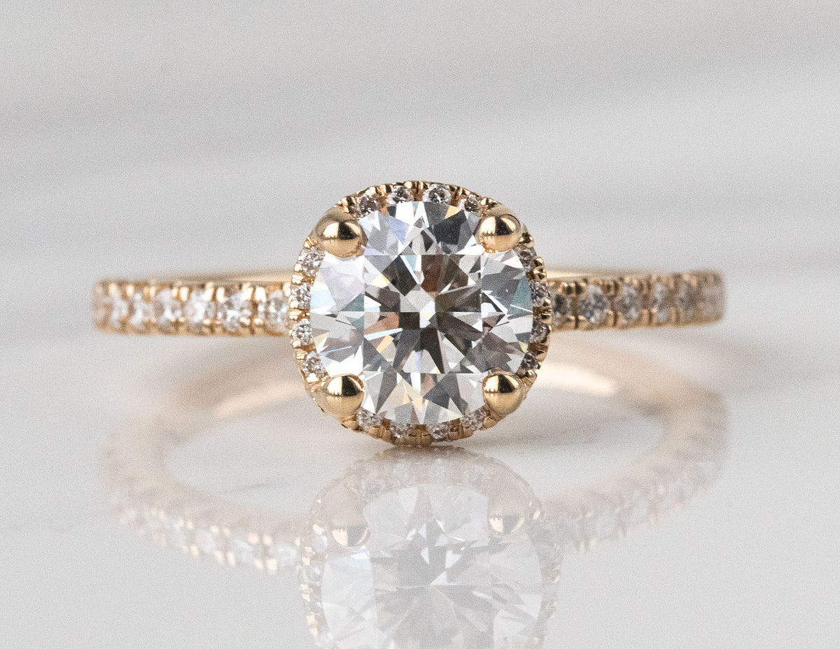 1 9/10ct. t.w. Round Cut Newborn Lab Created Diamond Engagement Ring in 14K Yellow Gold