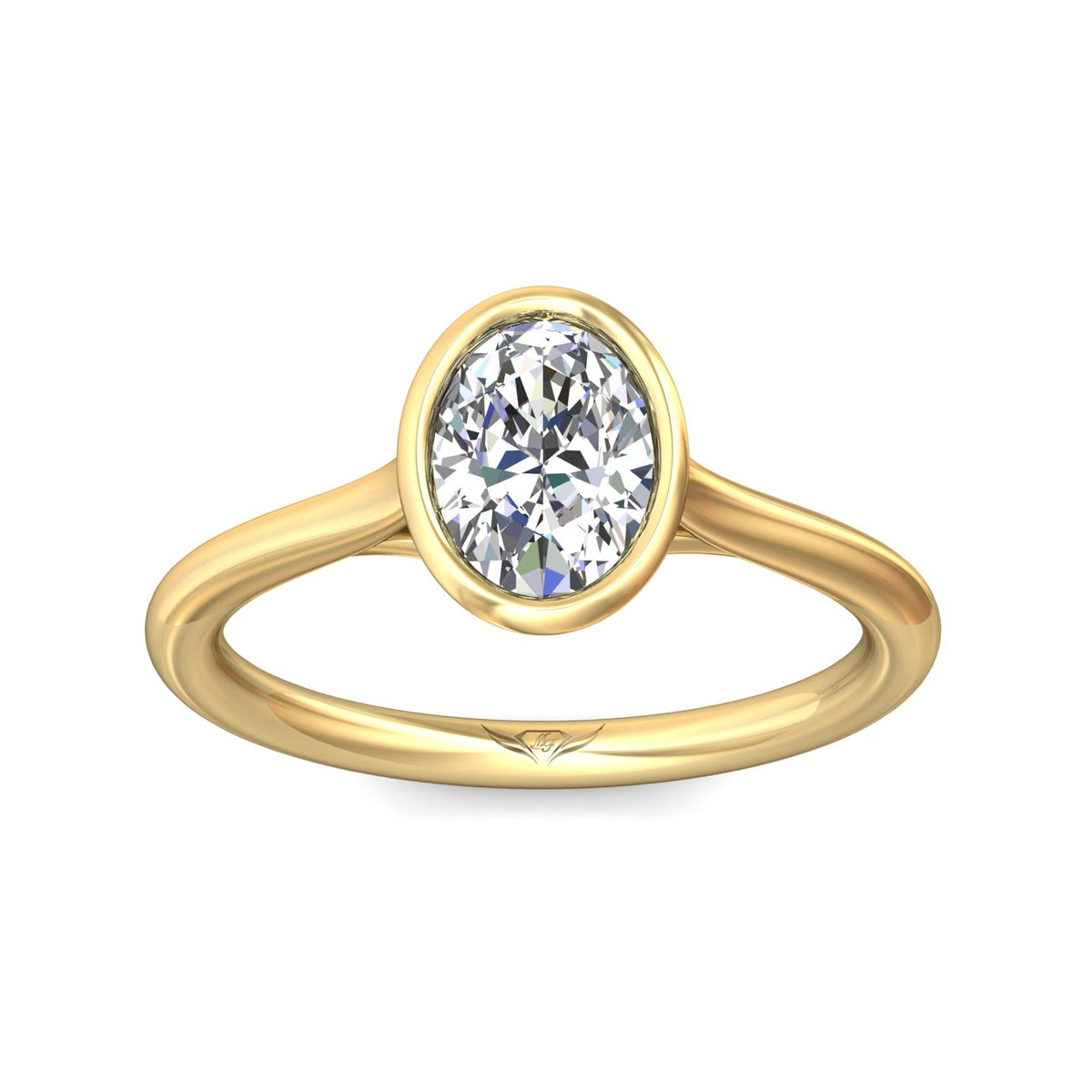 Bezel Set Solitaire Engagement Ring in 14K Yellow Gold