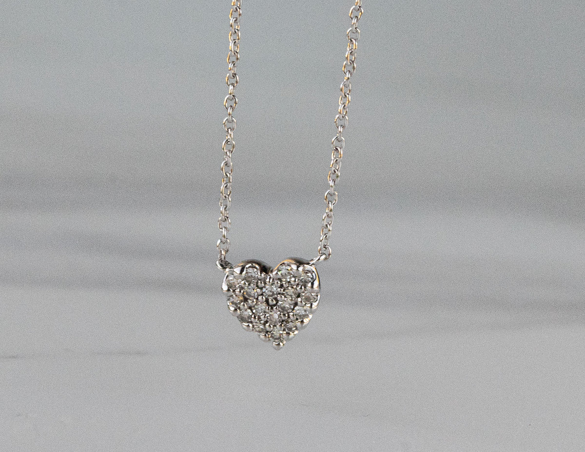 1/10ct. t.w. Diamond Heart Pendant in 10K White Gold