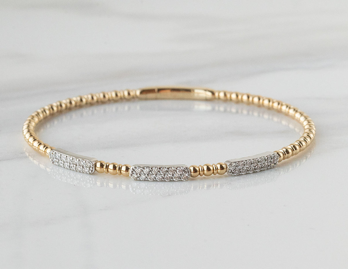 1/2ct. t.w. Diamond Flexie Bangle Bracelet in 14K Yellow and White Gold