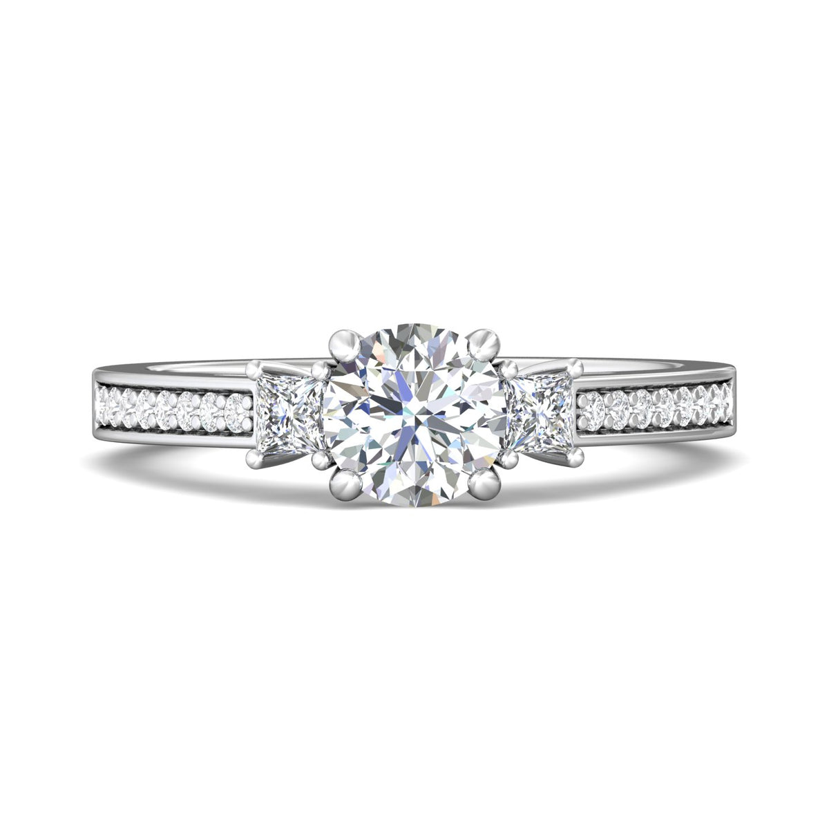 1/3ct. t.w. Princess and Round Cut Diamond Engagement Ring in 14K White Gold
