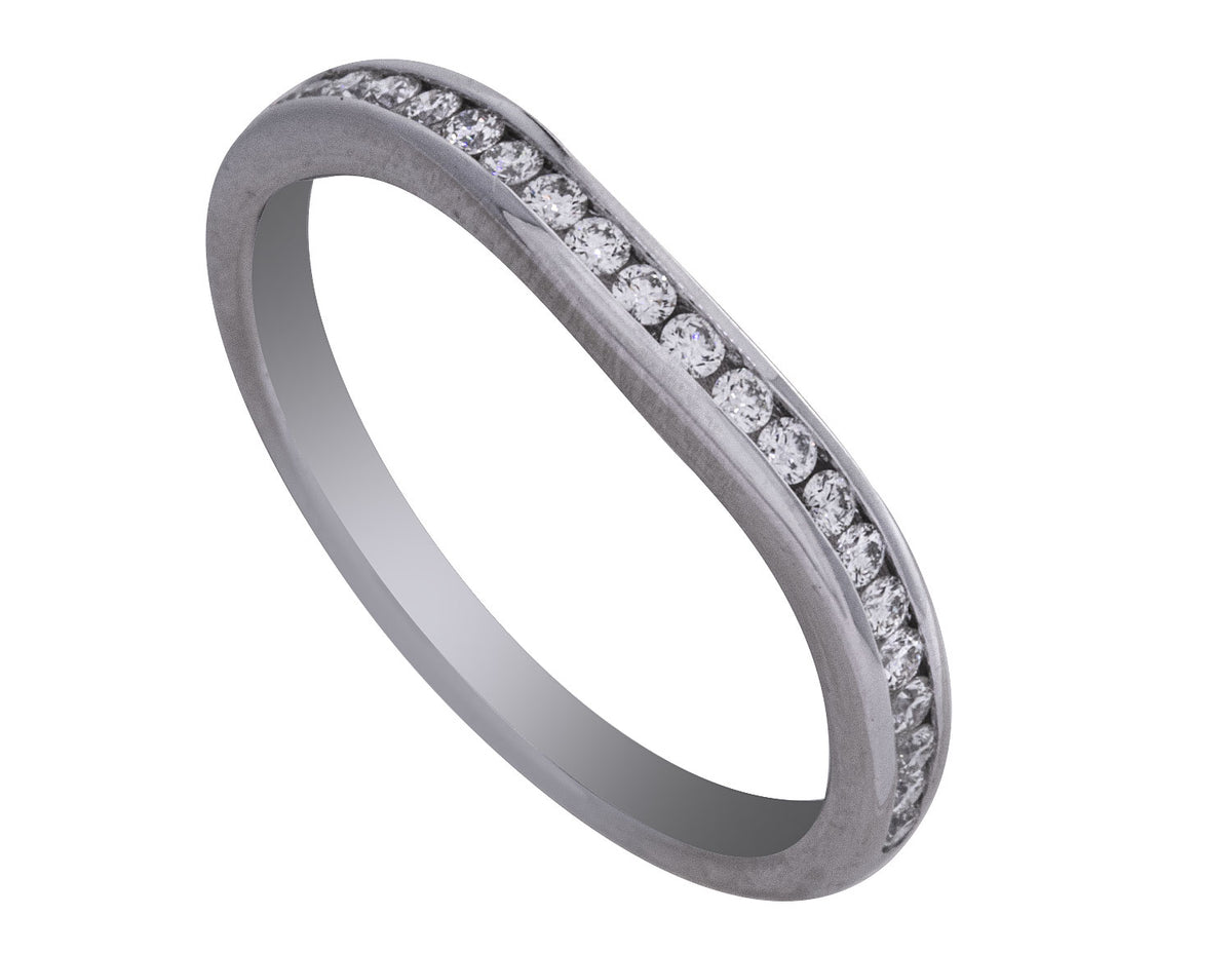 1/4ct. t.w. Chevron Diamond Anniversary Ring in 14K White Gold