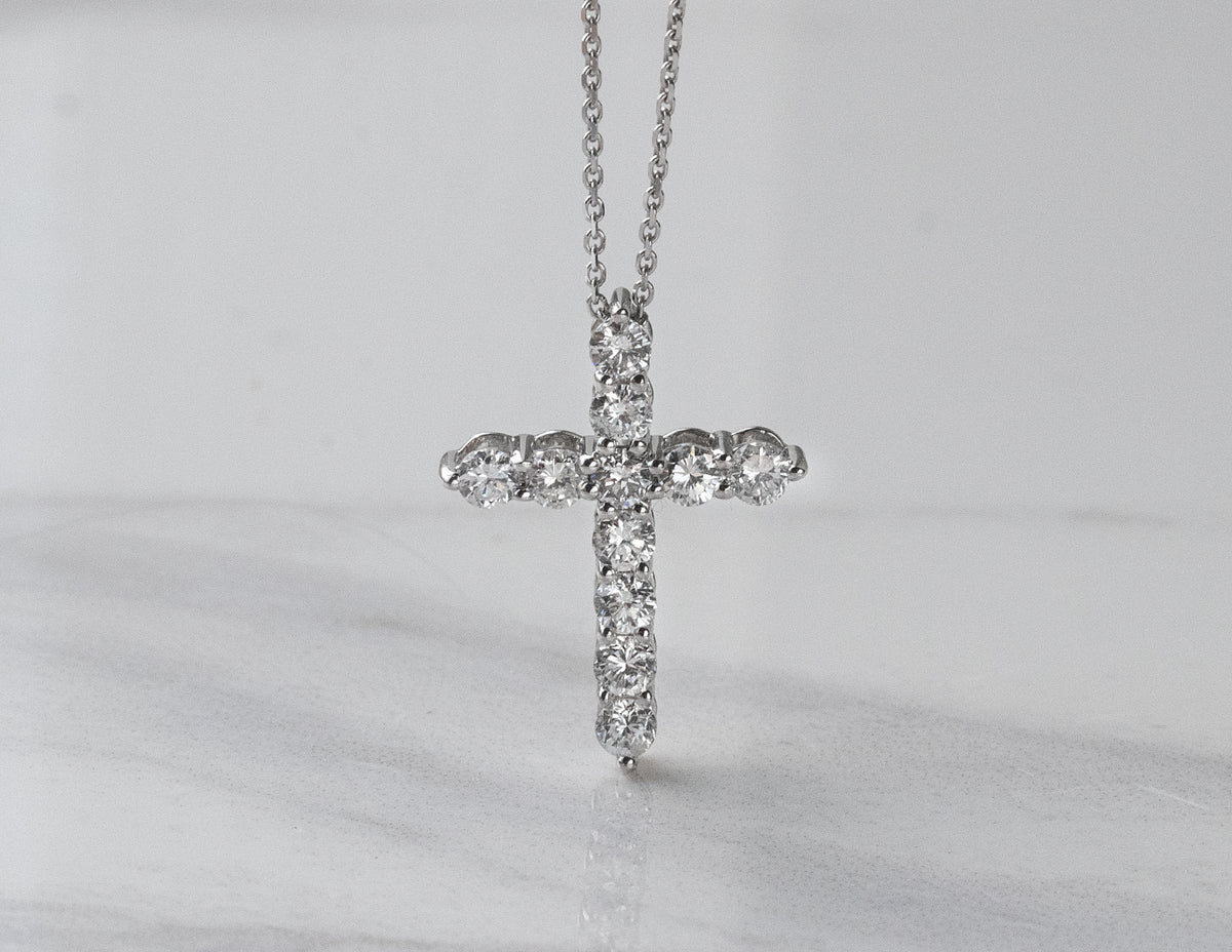 3/4ct. Diamond Cross Pendant in 14K White Gold