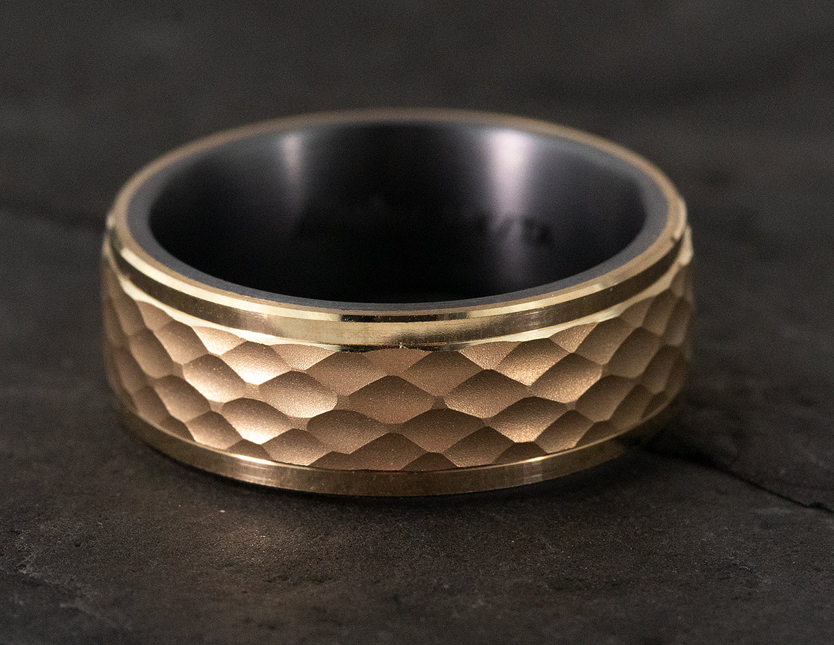 Comfort Fit Gents Wedding Ring in 14K Yellow Gold and Tantalum