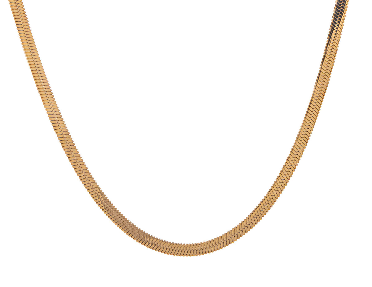 Stainless Steel/Gold-IP Polished Herringbone Chain Necklace