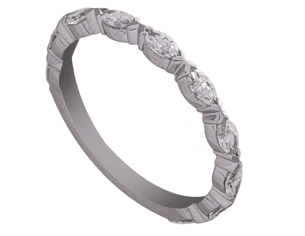 5/8ct. t.w. Marquise Cut Diamond Wedding Band in 14K White Gold