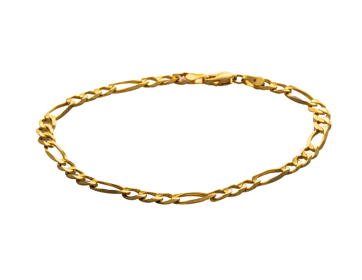 8" Figaro Bracelet in 14K Yellow Gold