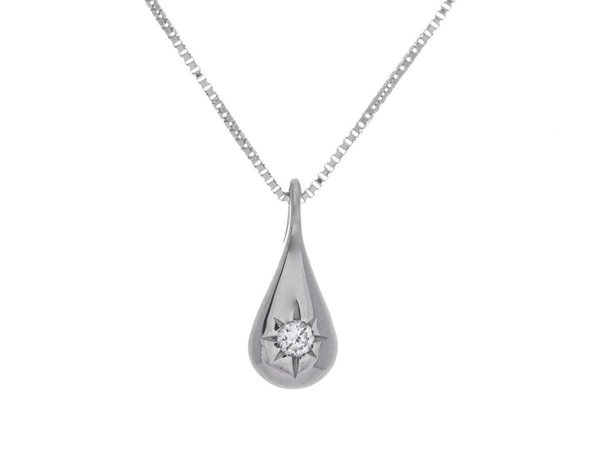 .06ct. Newborn Lab Created Diamond Teardrop Pendant in Sterling Silver