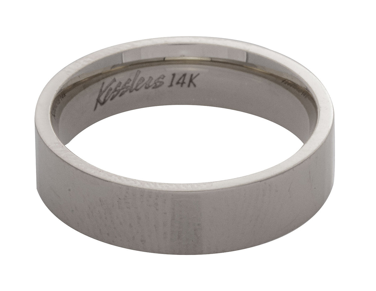 5mm Plain Flat Wedding Ring in 14K White Gold