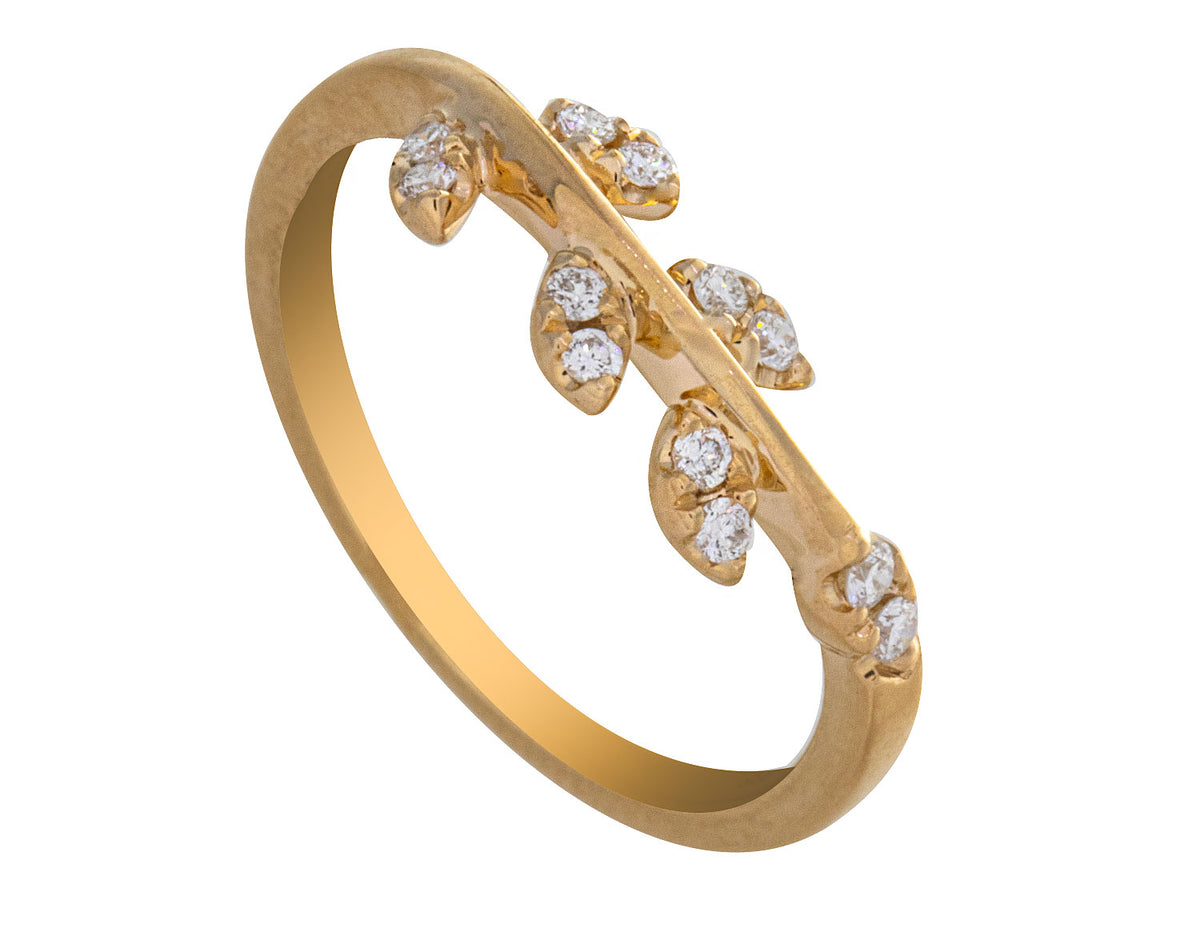 1/8ct. t.w. Leafy Diamond Fashion Ring in 14K Yellow Gold