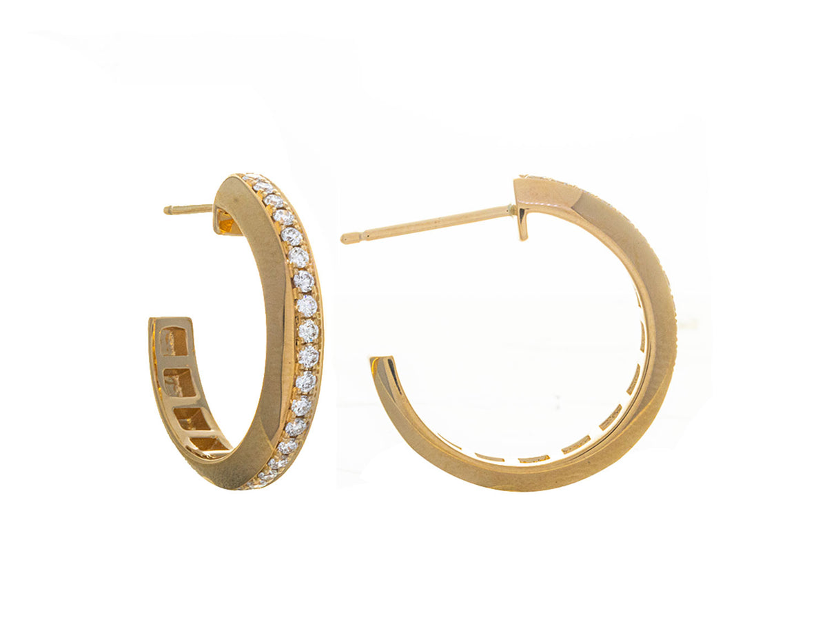 2/5ct. t.w. Diamond Hoop Earrings in 14K Yellow Gold