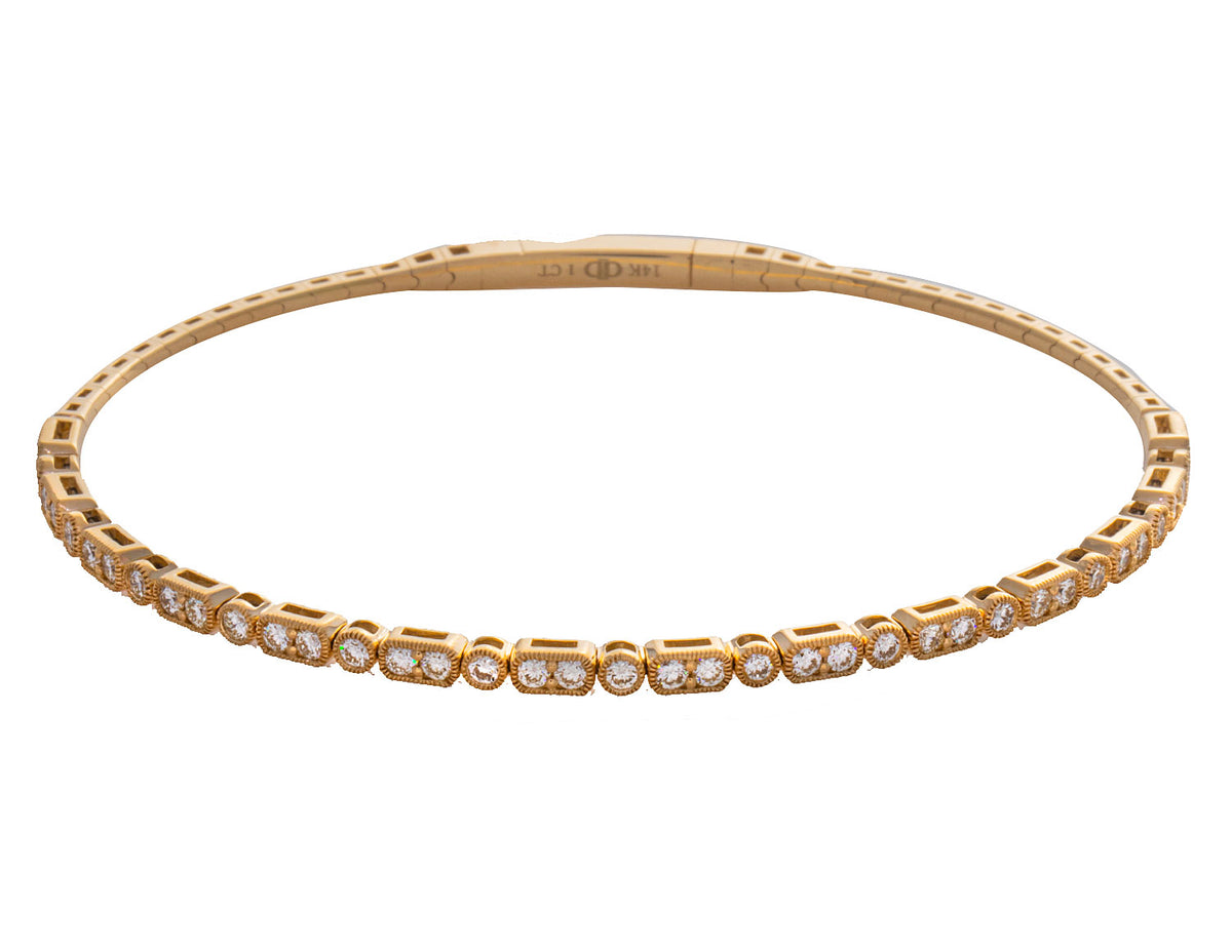 1ct. t.w. Diamond Flexie Bangle Bracelet in 14K Yellow Gold