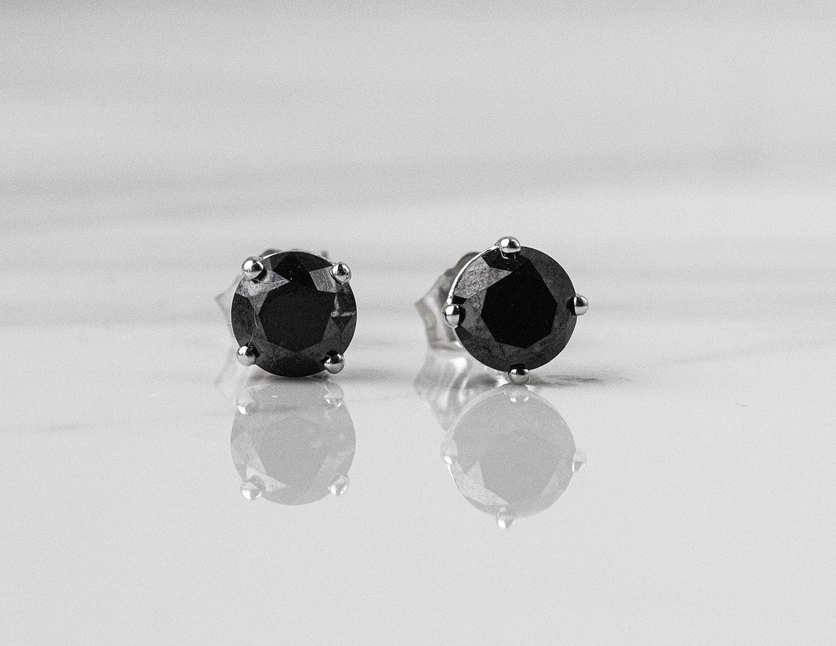2ct. t.w. Treated Black Diamond Stud Earrings in 14K White Gold