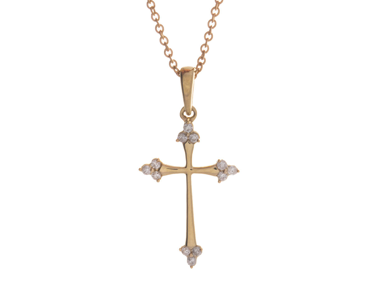 1/4ct. t.w. Diamond Cross Pendant in 10K Yellow Gold
