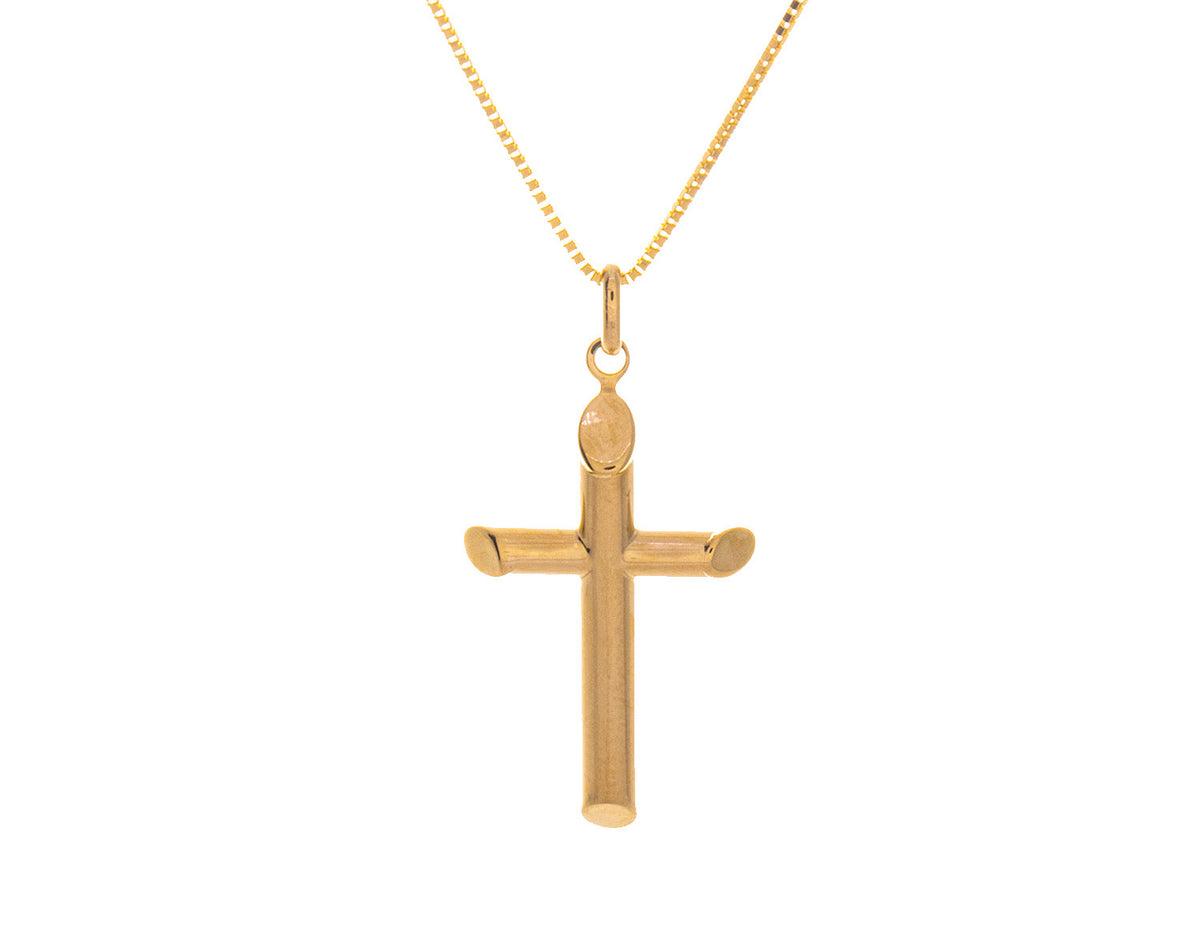 14K Yellow Gold Polished Angle End Cross Pendant