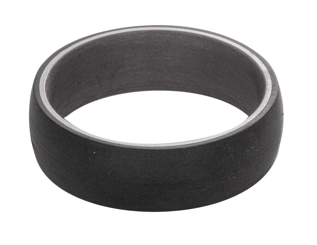 7mm Men's Wedding Band in Grey Tantalum and Black Carbon Fiber