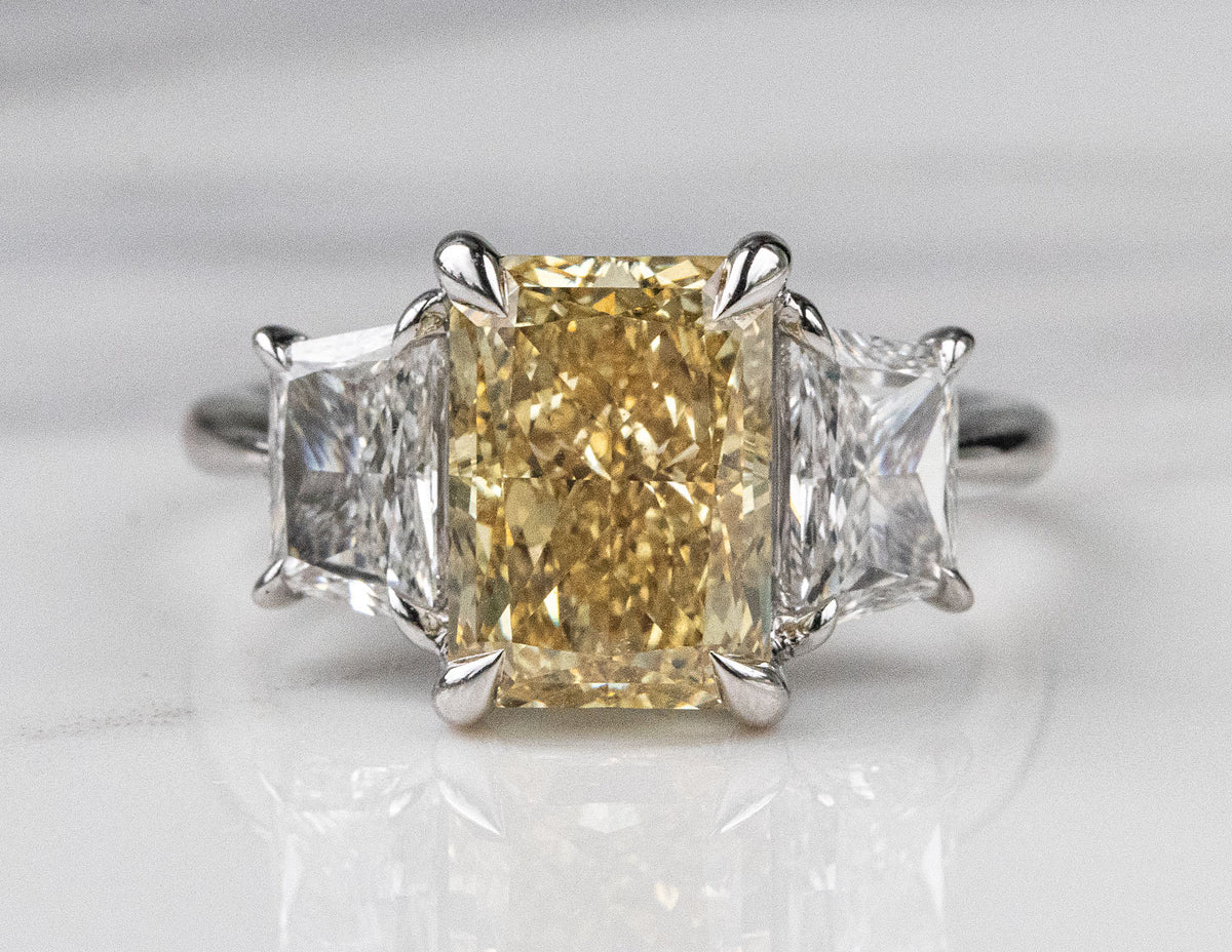 5 5/8ct. t.w. Yellow Radiant Cut Newborn Lab Created Diamond Engagement Ring in 14K White Gold