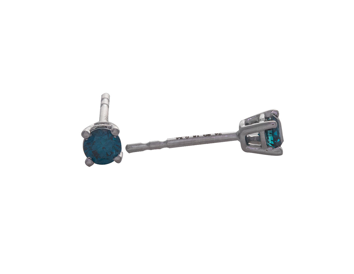 1/3ct. t.w. Blue Diamond Stud Earrings in 14K White Gold