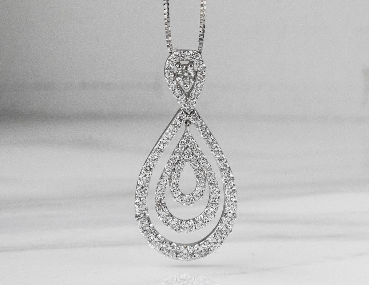 1 5/8ct. t.w. Diamond Drop Pendant in 14K White Gold