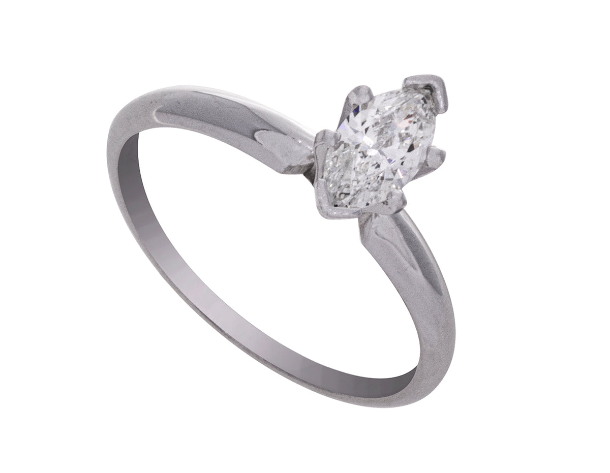 1/2ct. Marquise Cut Diamond Engagement Ring in 14K White Gold