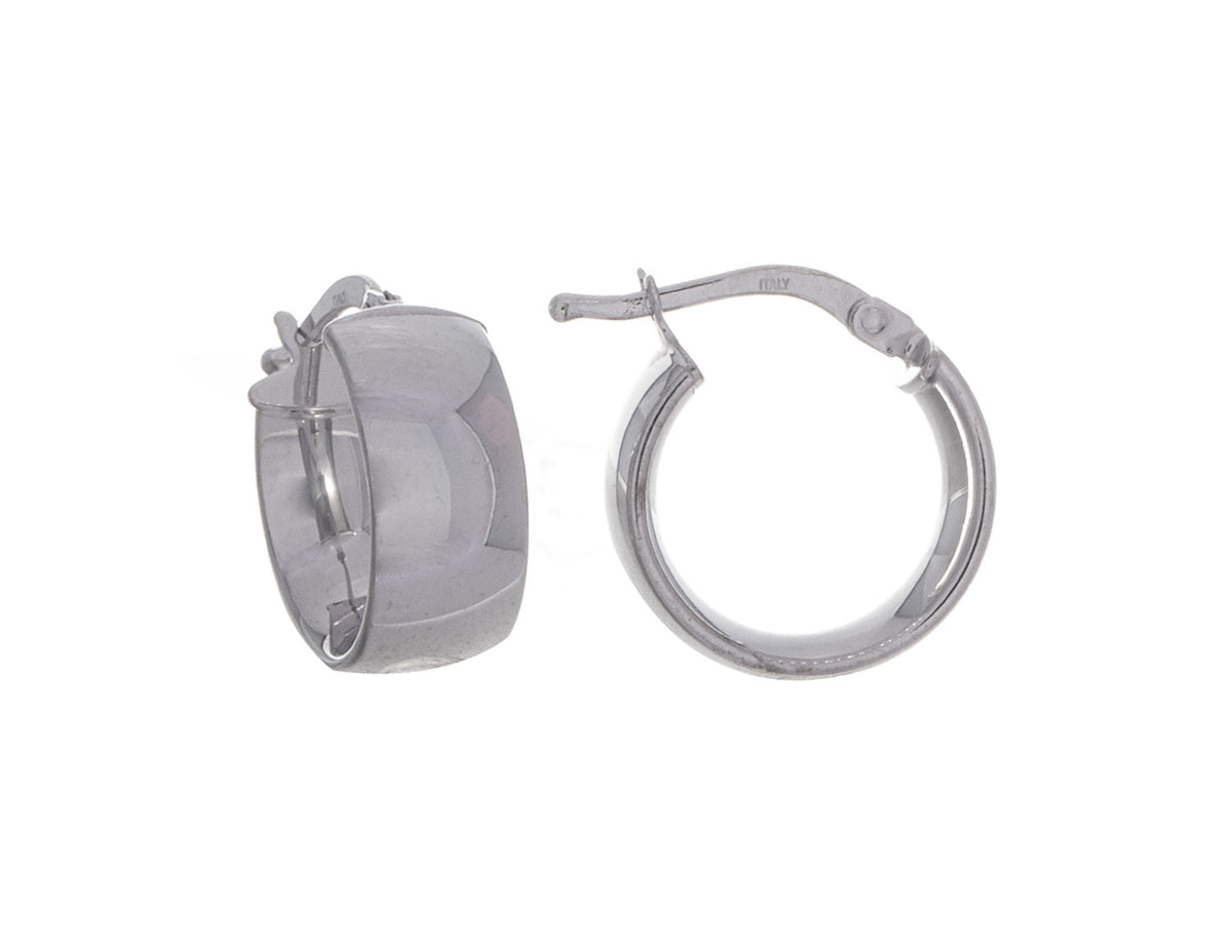 10mm Sterling Silver Flat Oval Tube Hoop Earrings