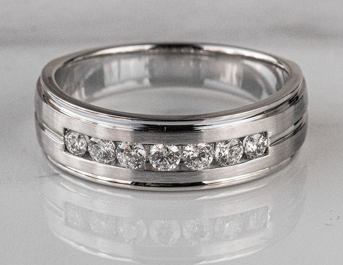 1/2ct. t.w. Round Cut Kessler 81 Diamond Men's Wedding Band in 14K White Gold
