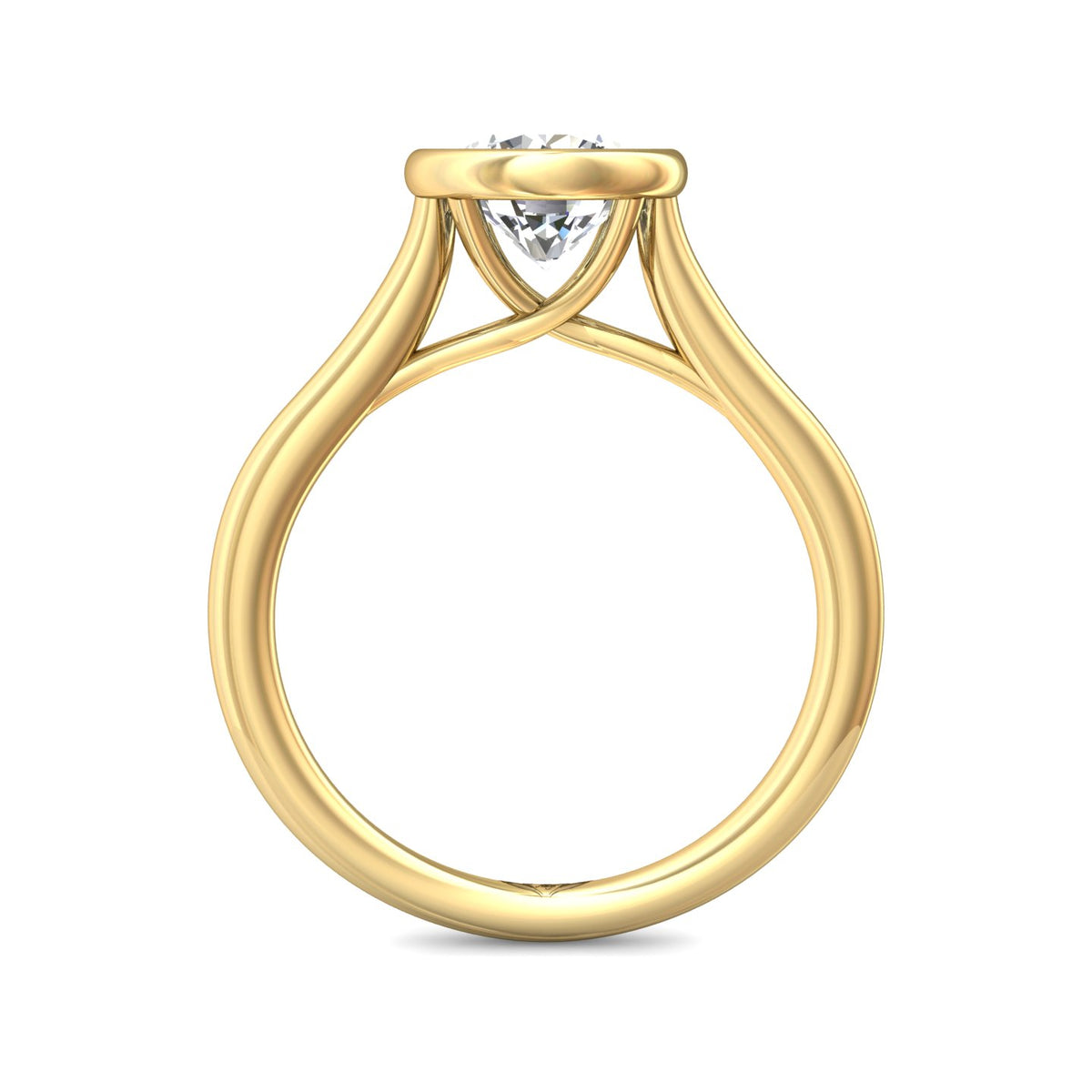 1.8mm Bezel Set Solitaire Engagement Ring in 14K Yellow Gold