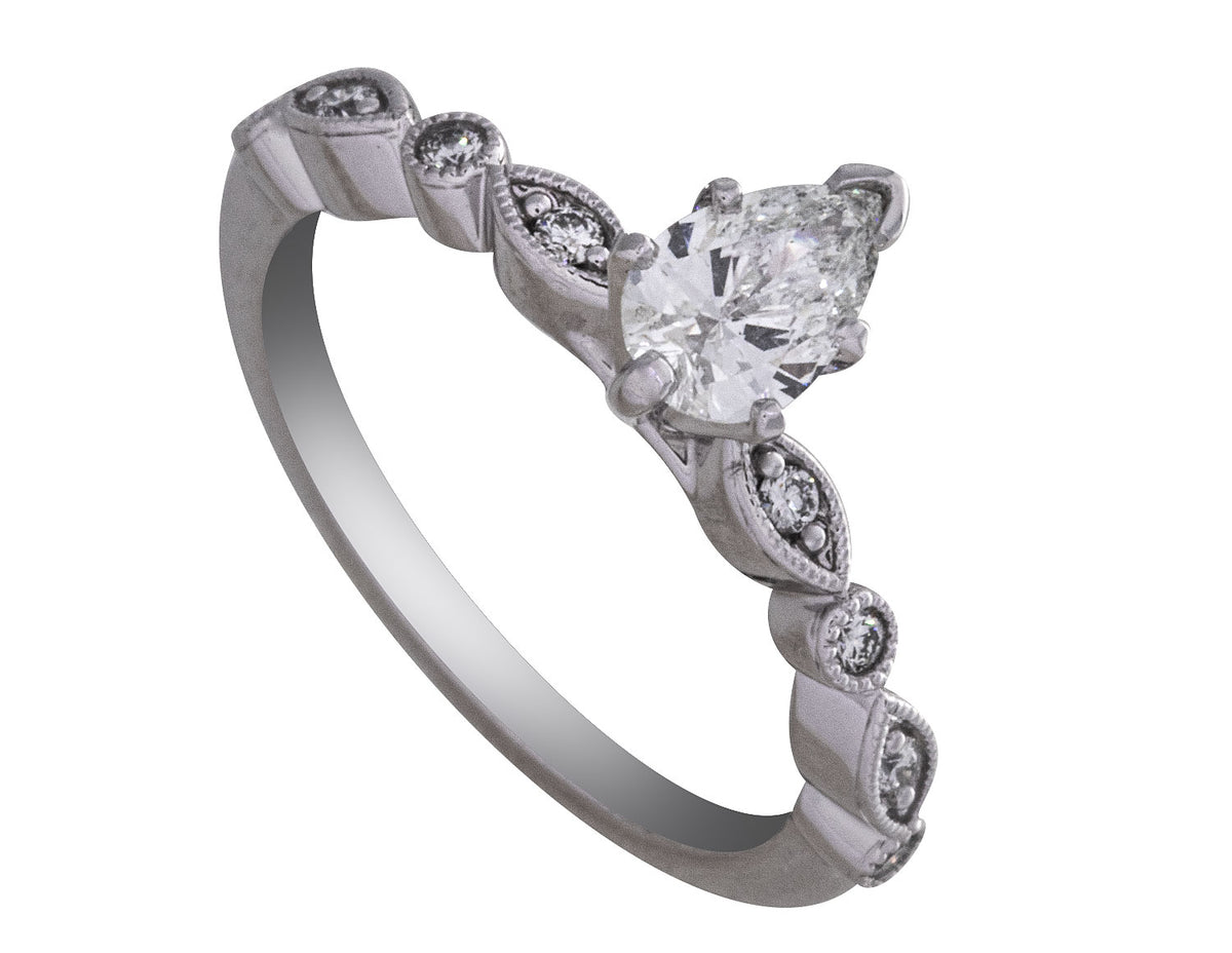 5/8ct. t.w. Pear Cut Diamond Engagement Ring in 14K White Gold