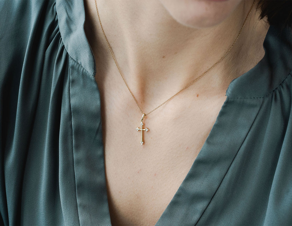 1/4ct. t.w. Diamond Cross Pendant in 10K Yellow Gold