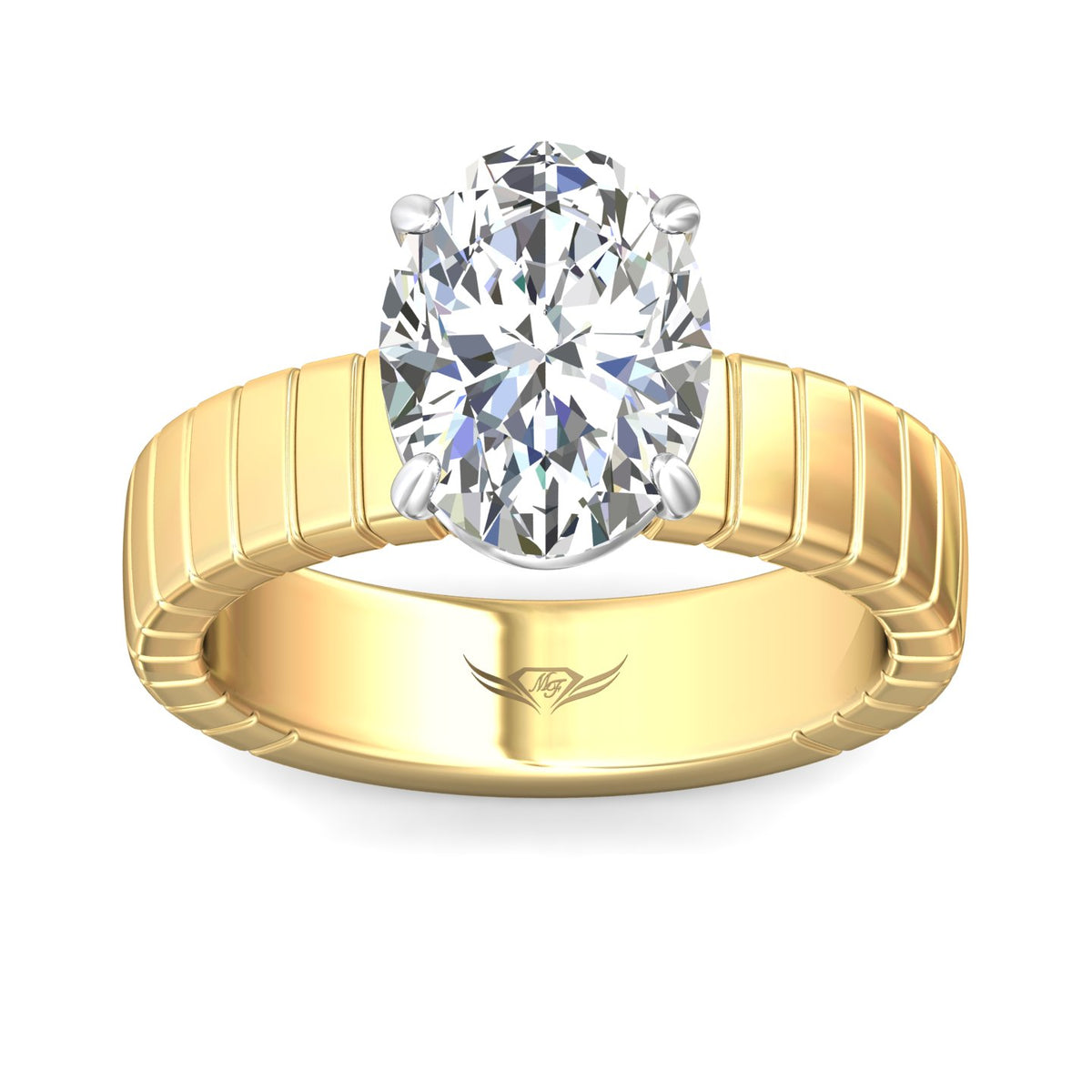 5mm Solitaire Engagement Ring in 14K Yellow and White Gold