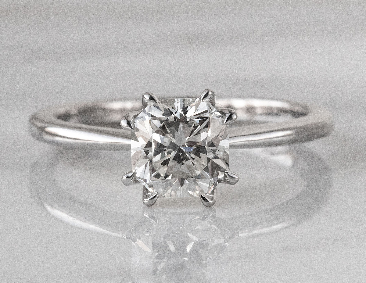 1.24ct. Kessler Square Radiant Cut Solitaire Engagement Ring in 14K White Gold