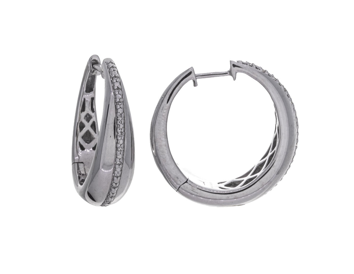 1/14ct. t.w. Diamond Hoop Earrings in Sterling Silver