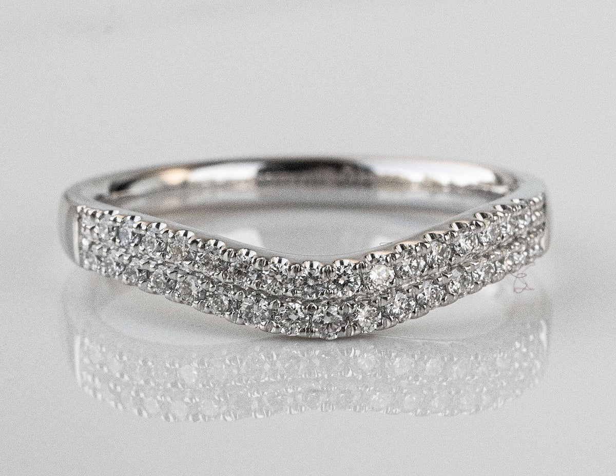 1/4ct. t.w. Curved Diamond Wedding Ring in 14K White Gold