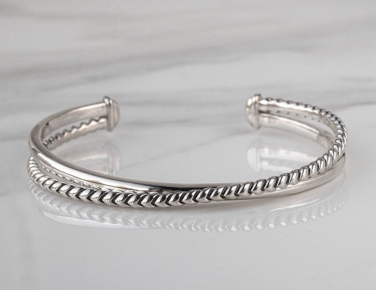 Sterling Silver Textured Bangle Bracelet