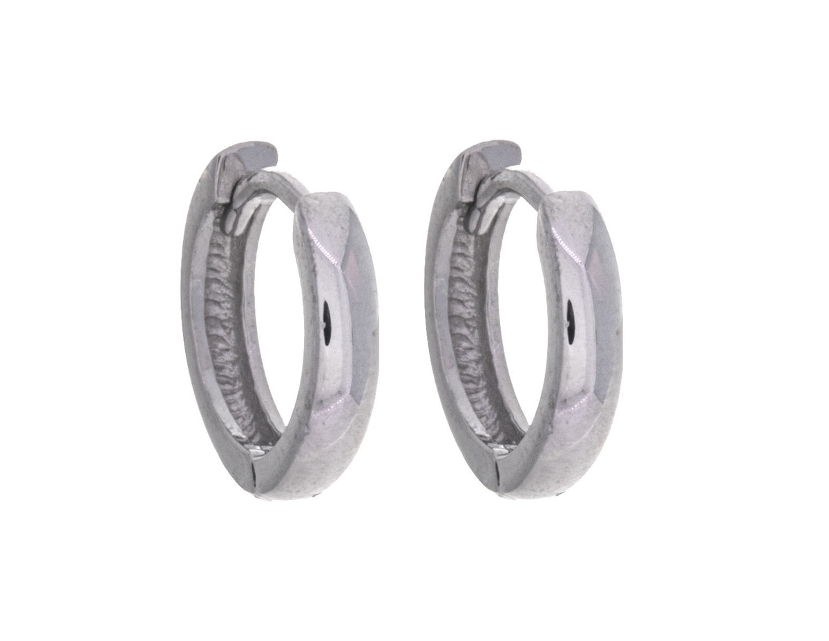 Mini Hoop Huggie Earrings in Sterling Silver