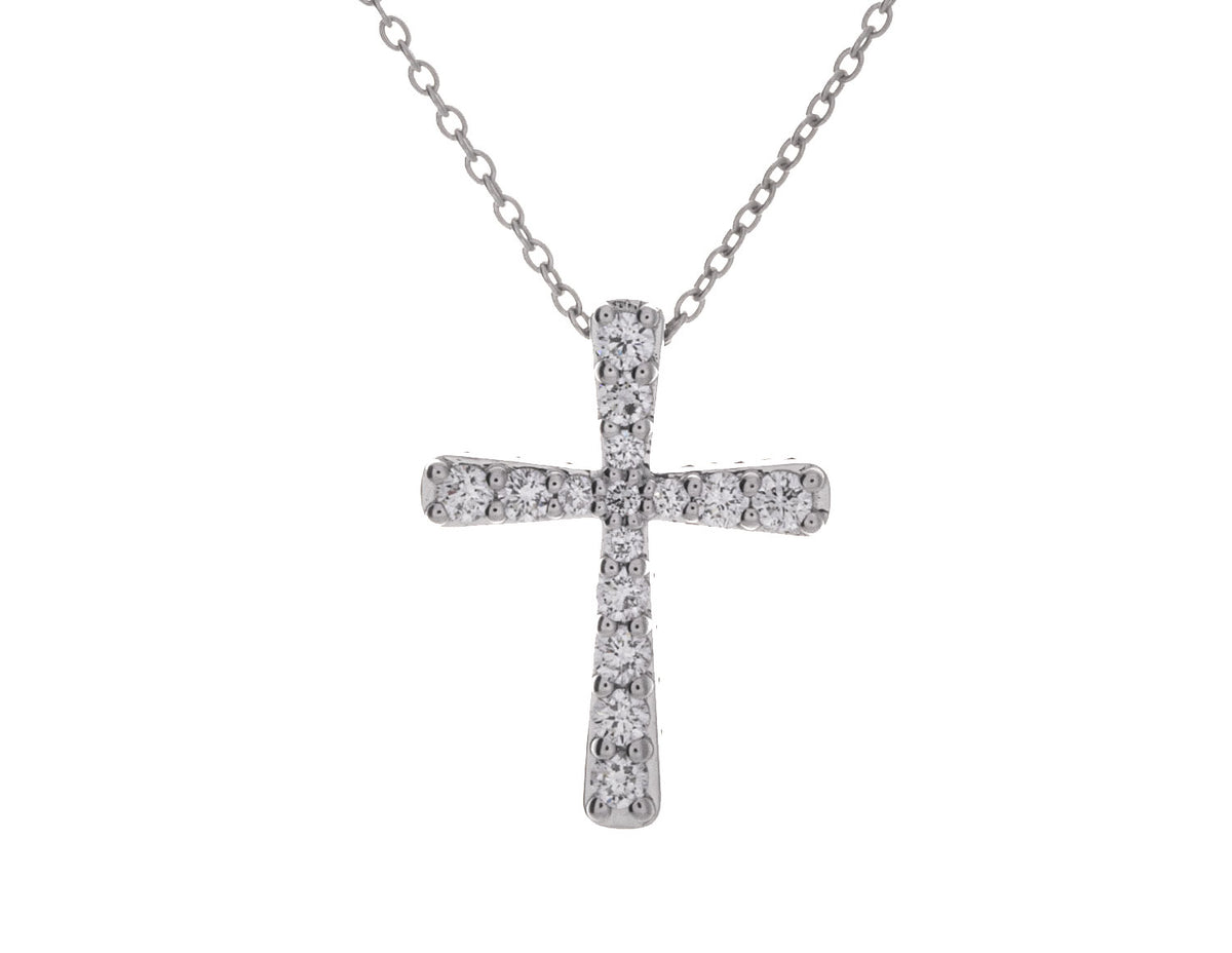 1/2ct. t.w. Newborn Lab Created Diamond Cross Pendant in Sterling Silver