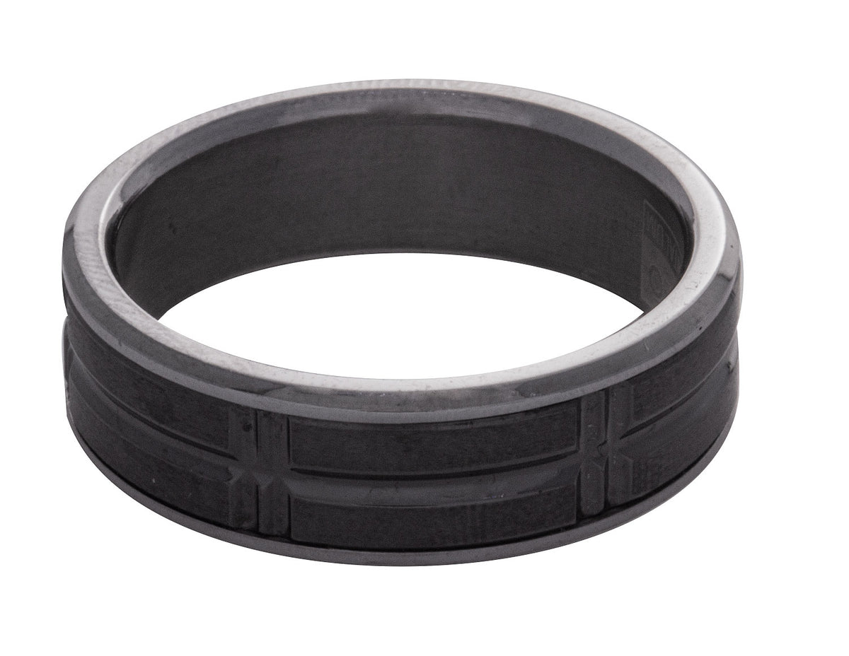 7mm Men's Wedding Band in Grey Tantalum and Black Titanium