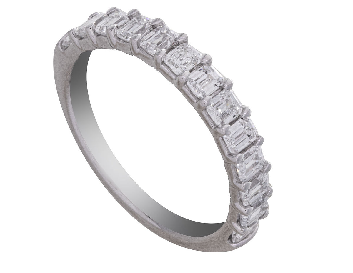 1ct. t.w. Emerald Cut Newborn Lab Created Diamond Anniversary Ring in 14K White Gold
