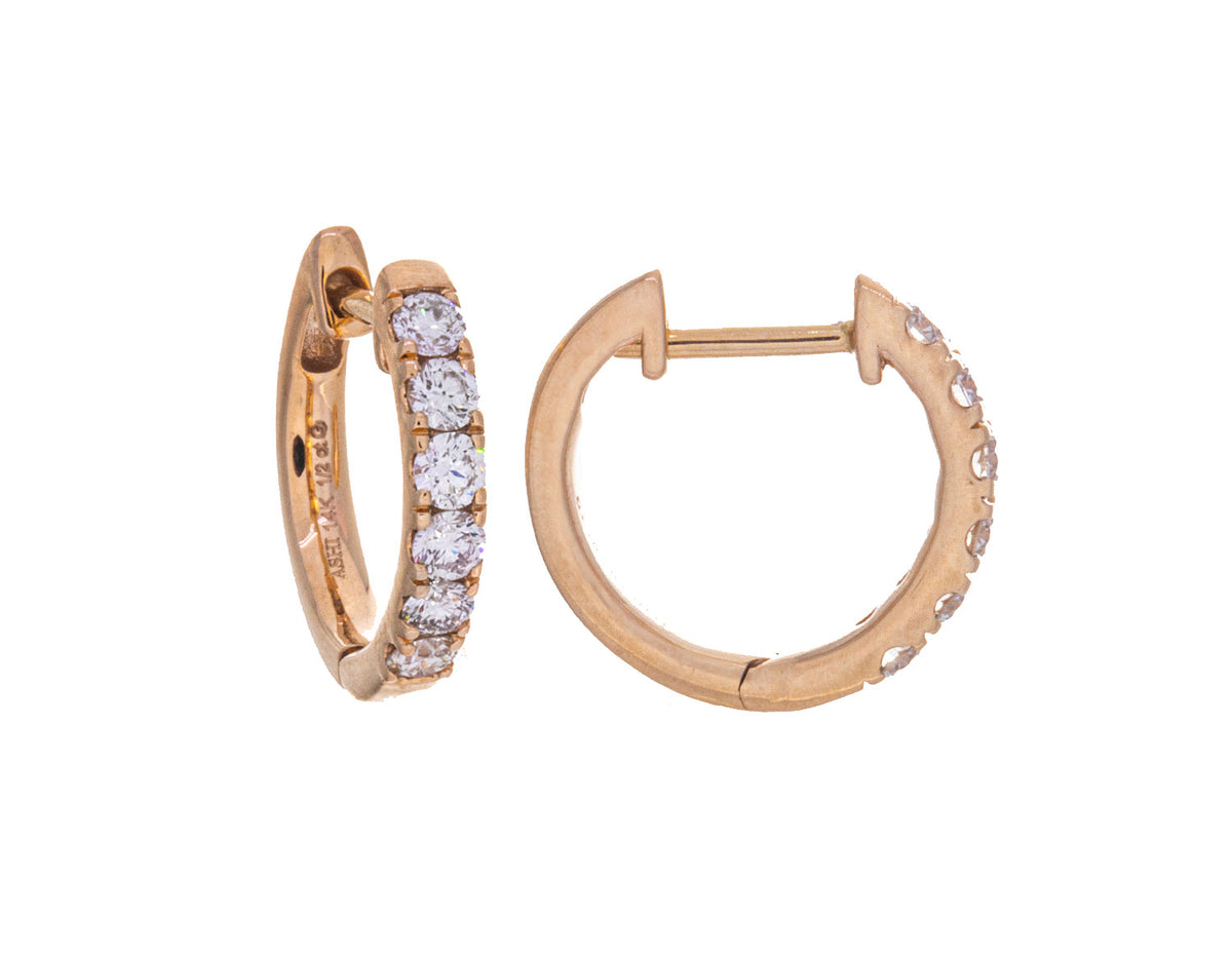1/2ct. t.w. Diamond Hoop Earrings in 14K Yellow Gold