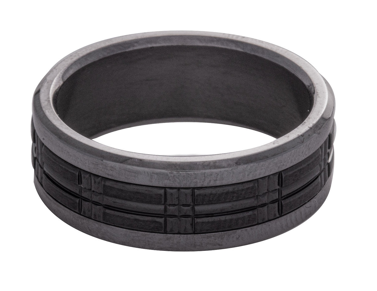 8mm Men's Wedding Band in Grey Tantalum and Black Titanium