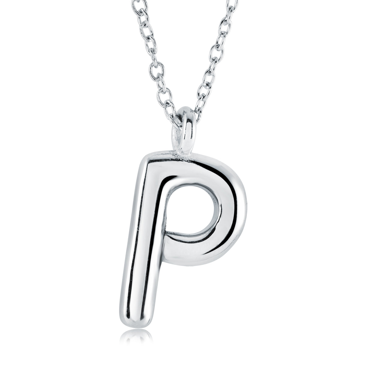 18" Stainless Steel Bubble Initial "P" Pendant