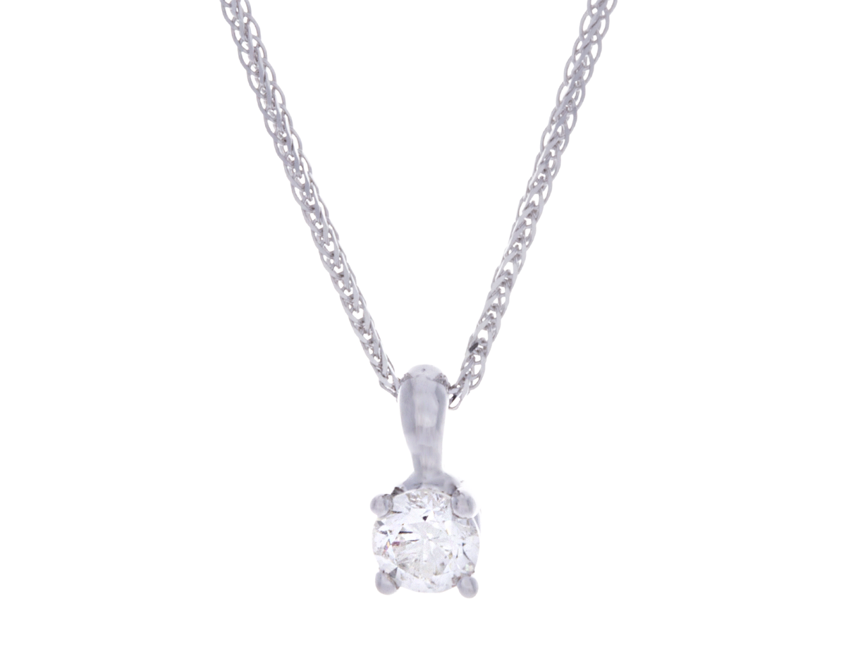 1/3ct. Solitaire Diamond Pendant in 14K White Gold